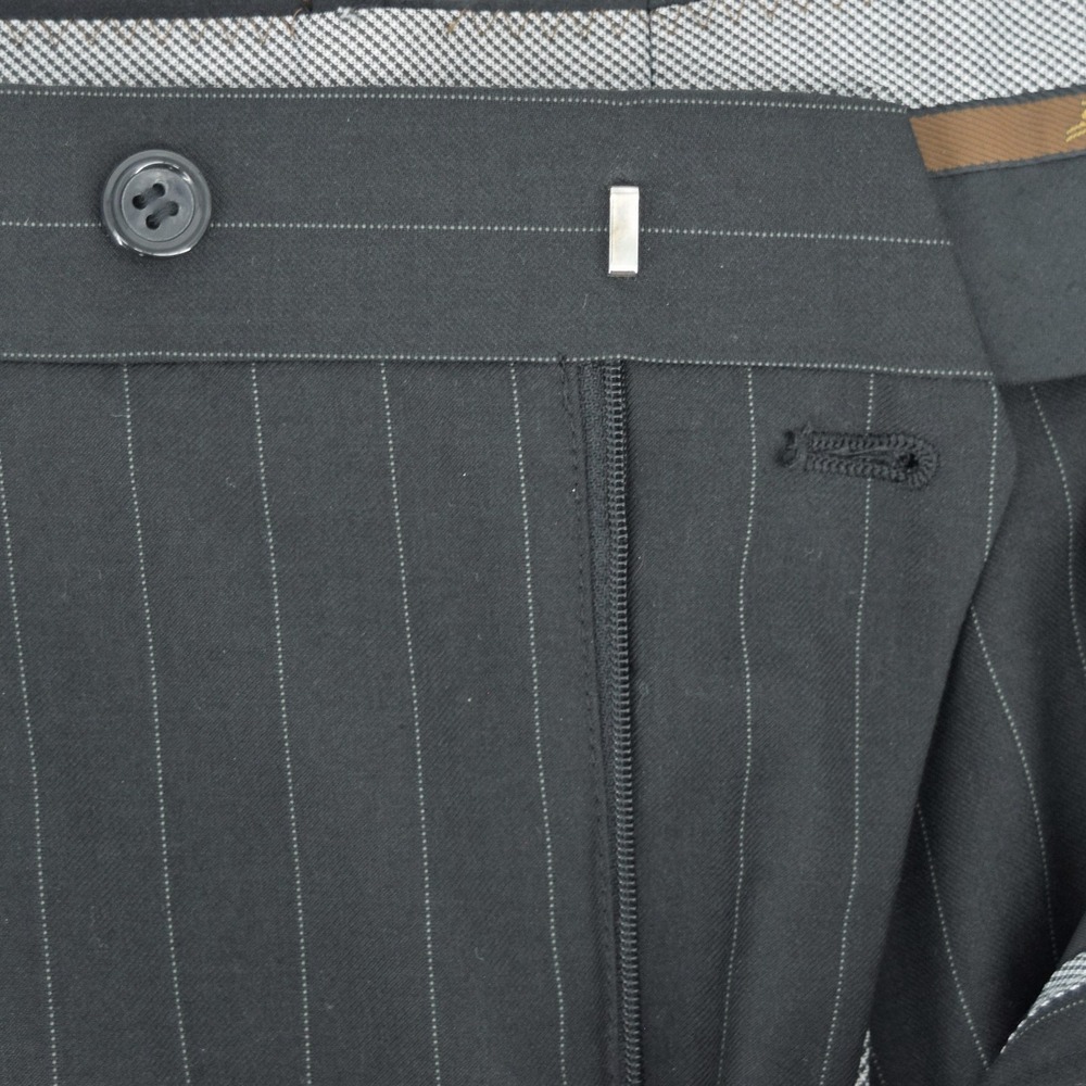 Caravelli Mens 34x31 Black Pinstripe Double Pleated Dress Pants Polyester Blend - Picture 4 of 11